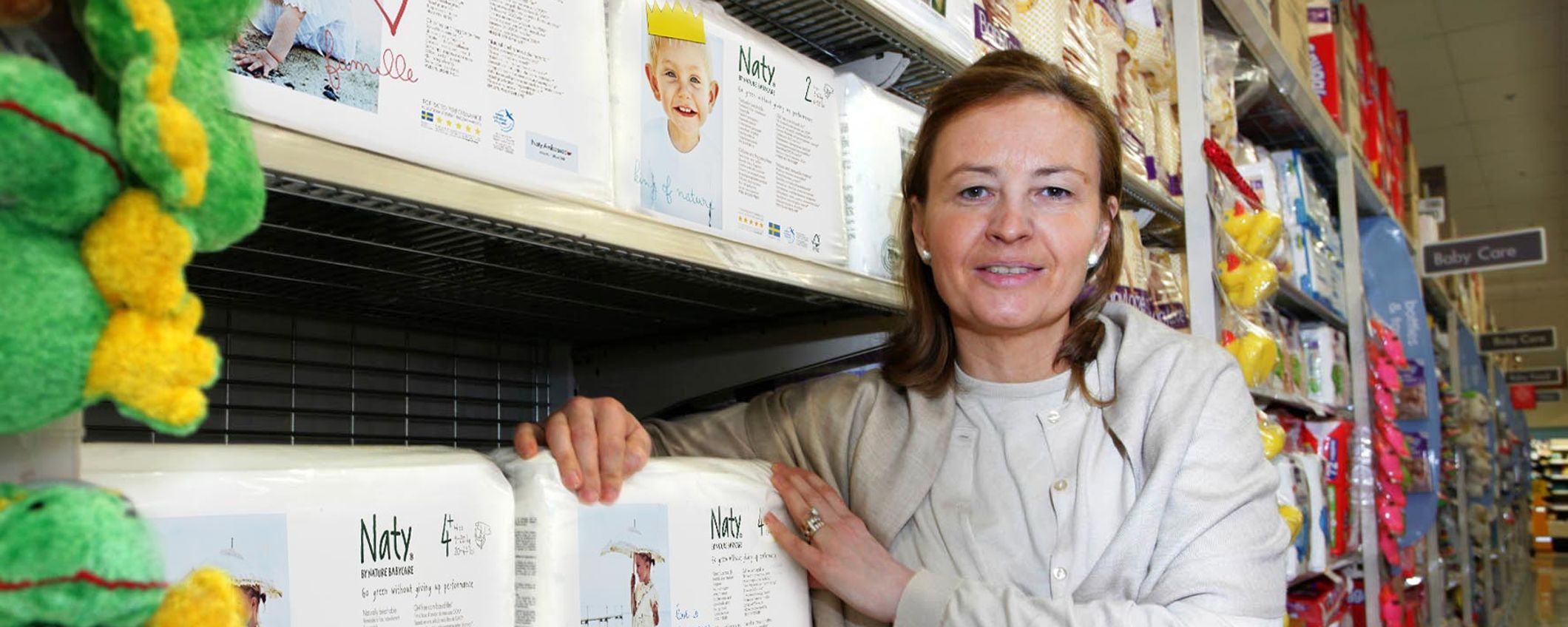 marlene with nappies in store